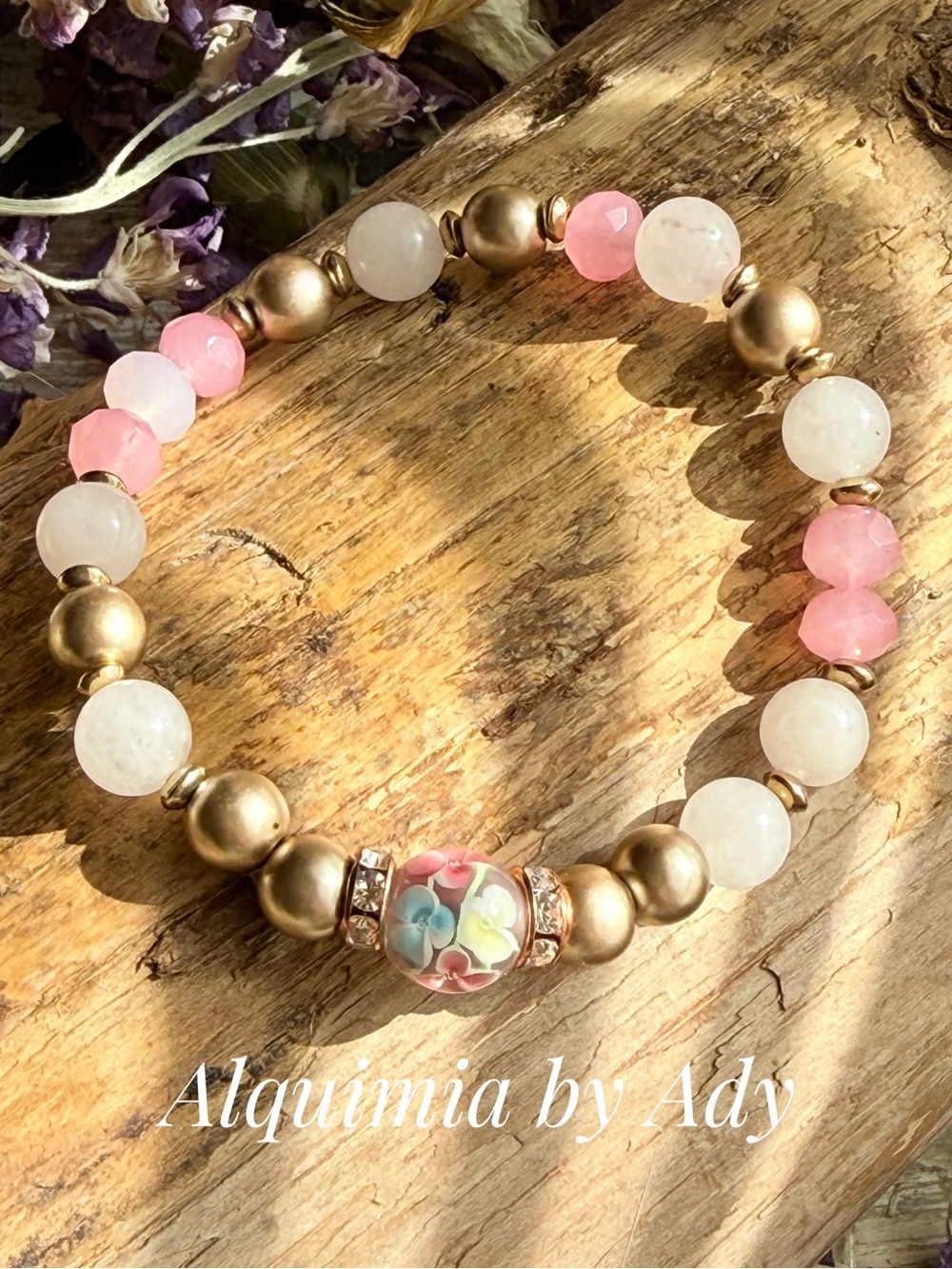Alquimia Rose Quartz Bead Bracelet - Soft Pink